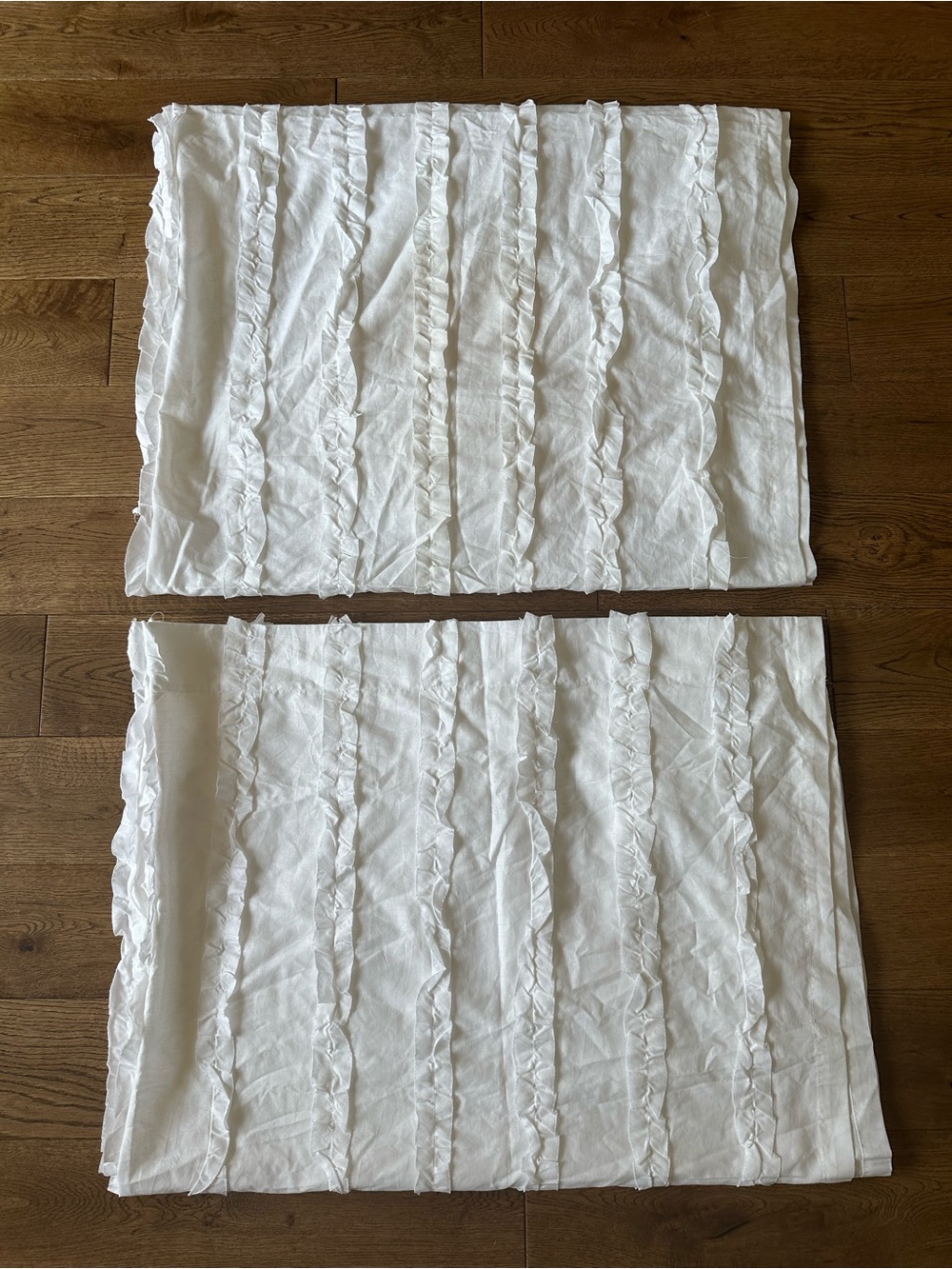 Simply Shabby Chic 100% Cotton White 2 Ruffle Curtains